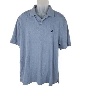 Nautica Blue Short Sleeve Soft Knit Polo Shirt Mens Size XL